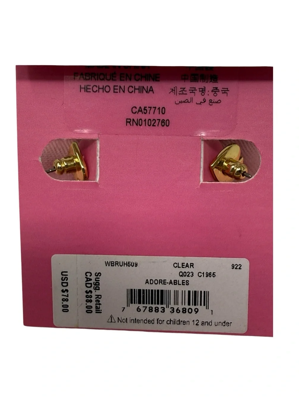 Kate Spade Adore-Ables Rhinestone Encrusted Semi-Huggie Hoop Earrings
